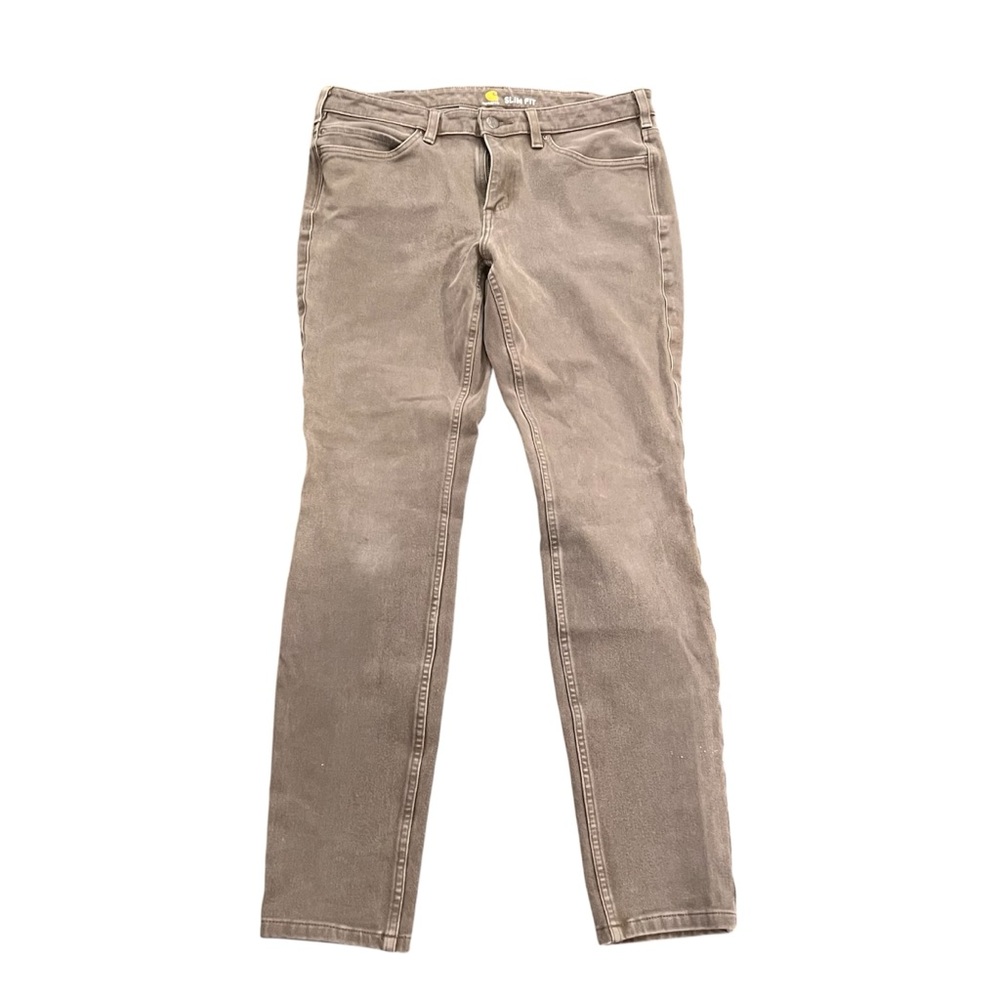 Carhartt Women's 10 Tall Rugged Flex Slim Fit Canvas Work Pants Tarmac Green